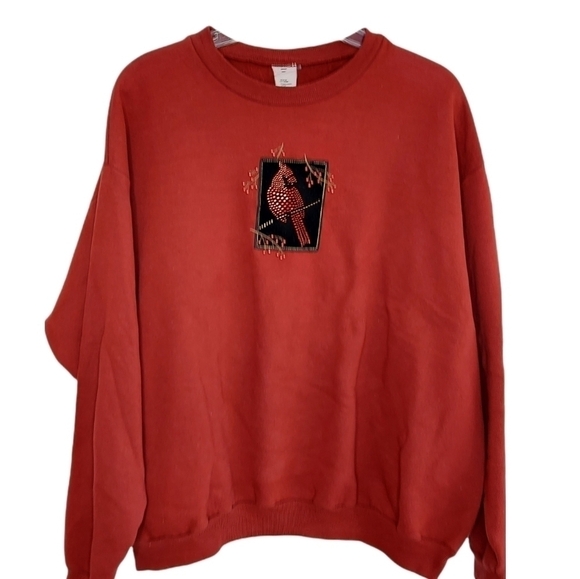 Vintage Christmas Sweatshirt Crewneck Sweater 2 XL Grannycore 90s Cardinals EUC - Picture 1 of 15
